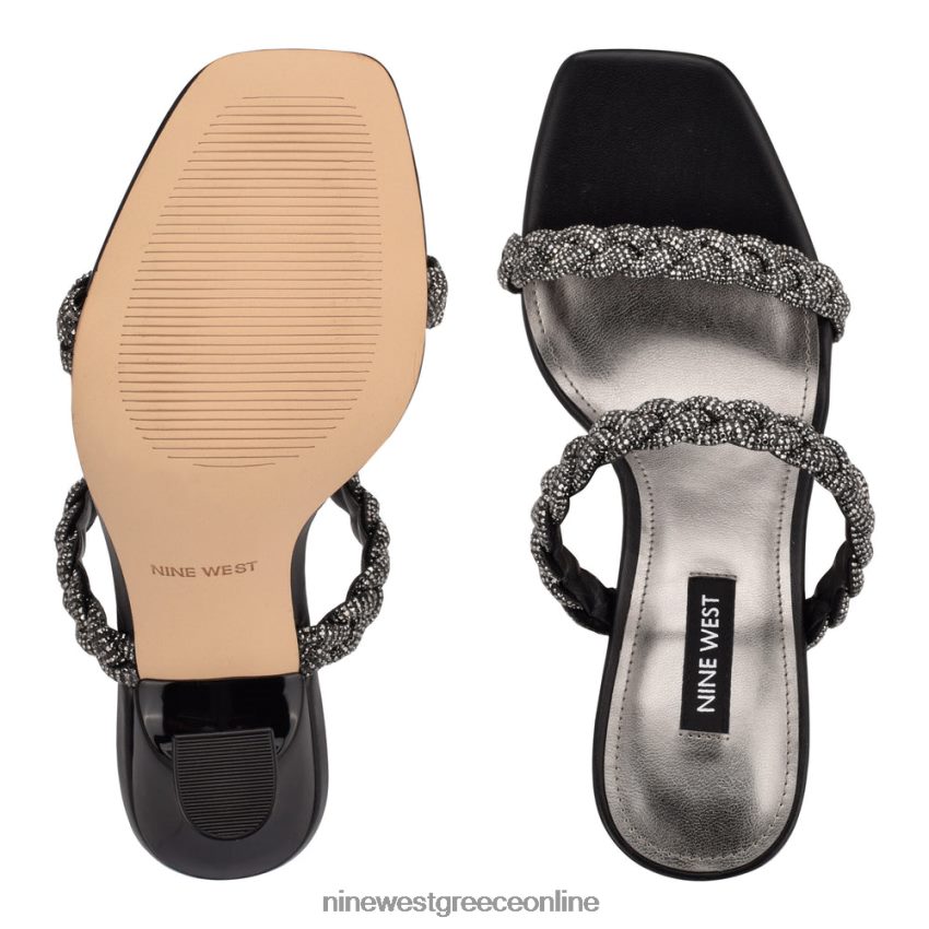 Nine West πέδιλα με φερμουάρ με τακούνι μαύρο κρύσταλλο 48BFPH1809