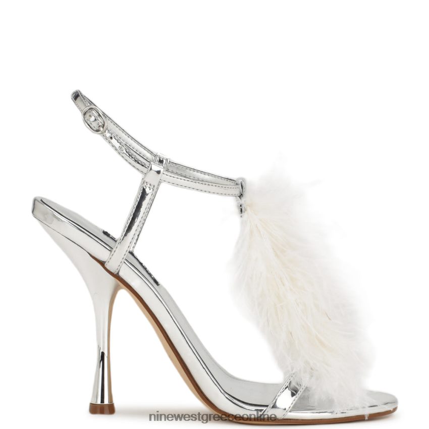 Nine West εκατομμύρια σανδάλια με τακούνι με λουράκι στον αστράγαλο ασημί/λευκό 48BFPH1749
