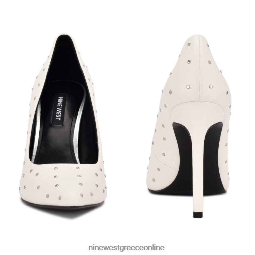 Nine West μυτερά δάχτυλα με καρφιά tatiana λευκό δερμάτινο καρφωτό 48BFPH1523